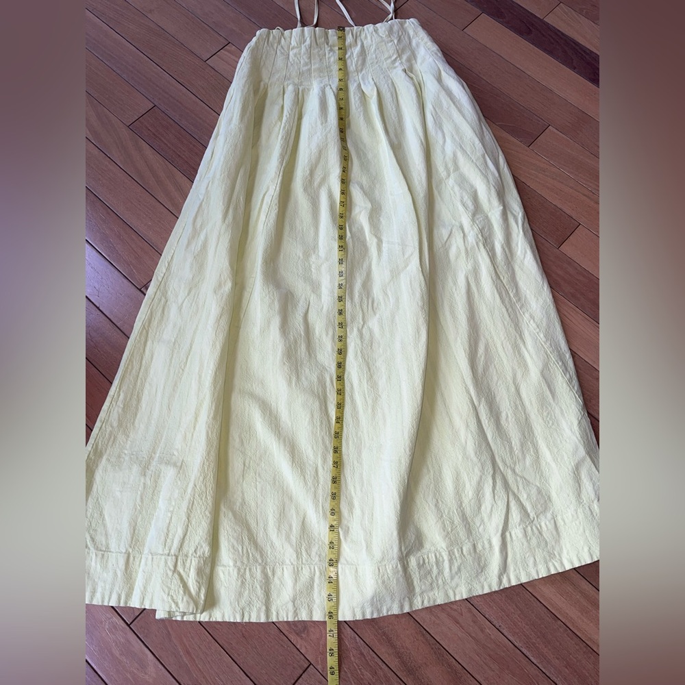 Free People All for Sun Maxi Dress Yellow Sz Small Boho Cotton Tie Strap Smocked - Picture 3 of 11